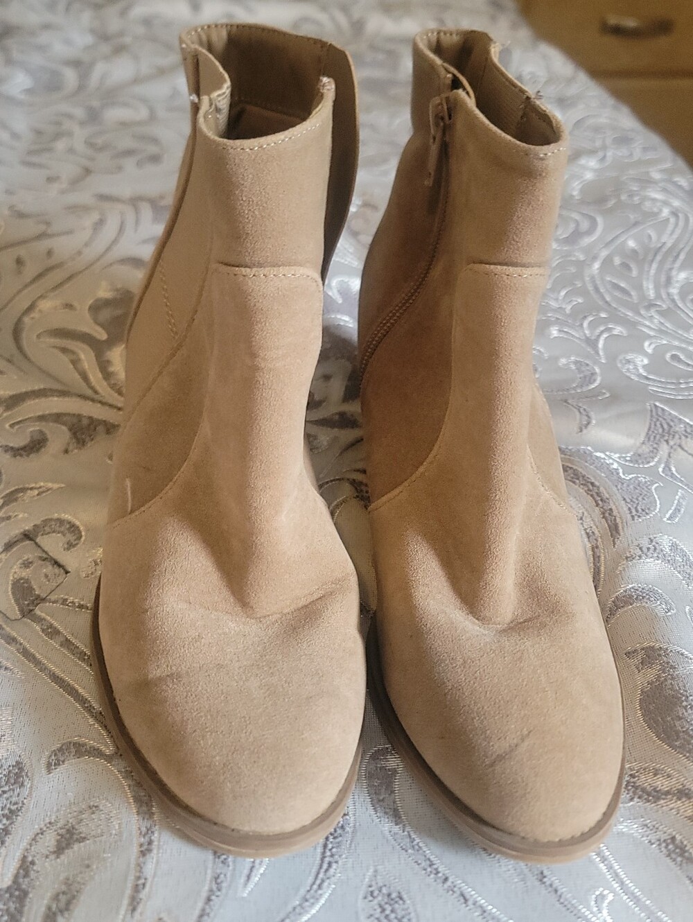 Universal Thread Tan Suede Ankle Booties with Side Zip